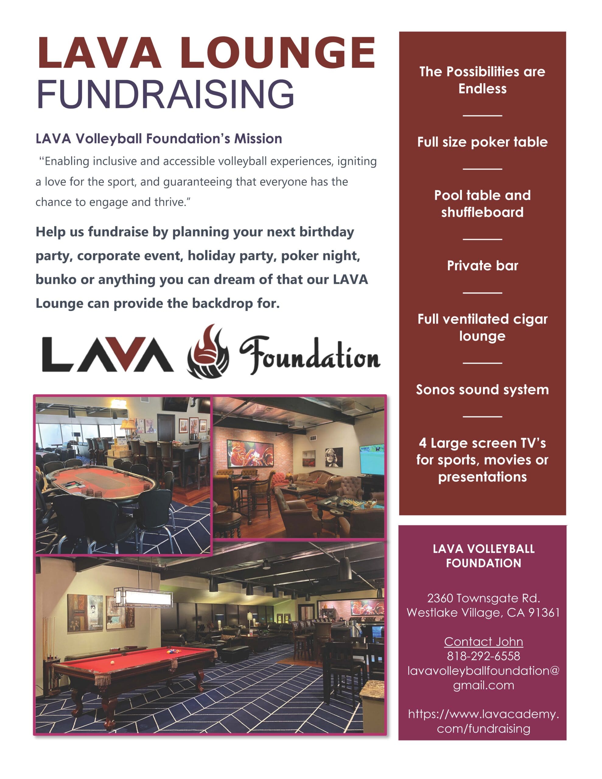 LAVA Lounge Fundraising